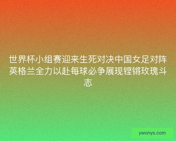 世界杯小组赛迎来生死对决中国女足对阵英格兰全力以赴每球必争展现铿锵玫瑰斗志
