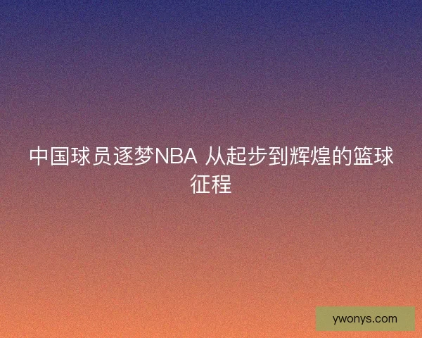 中国球员逐梦NBA 从起步到辉煌的篮球征程