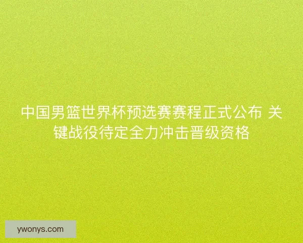中国男篮世界杯预选赛赛程正式公布 关键战役待定全力冲击晋级资格
