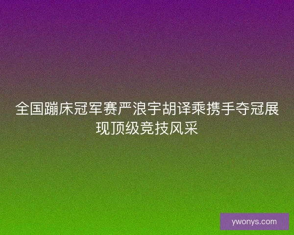 全国蹦床冠军赛严浪宇胡译乘携手夺冠展现顶级竞技风采